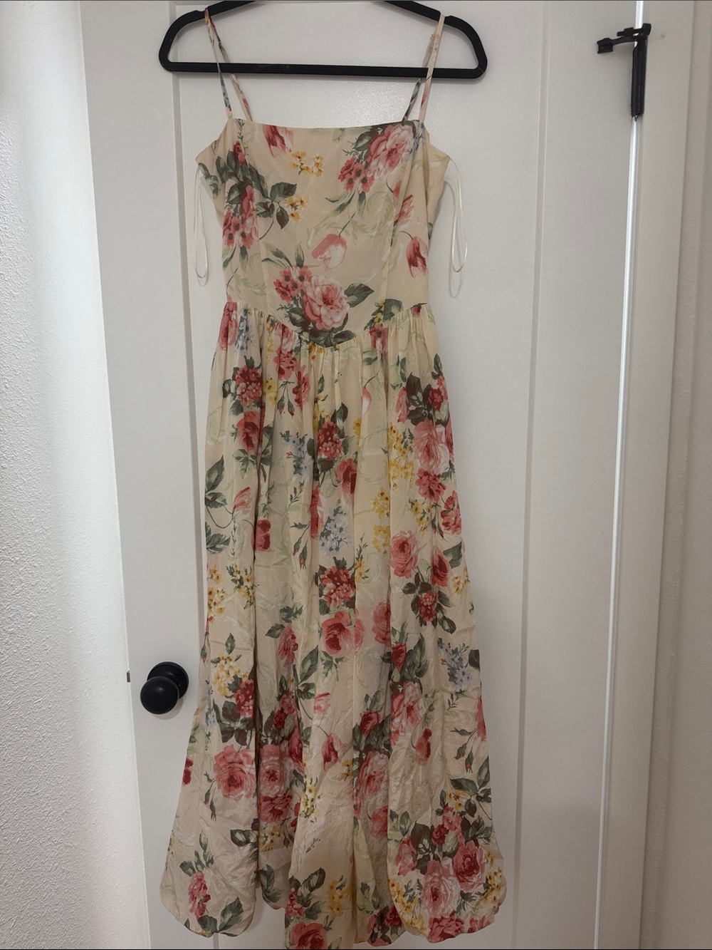 Abercrombie & Fitch Cream Floral Maxi Dress with Pink & Yellow Accents
